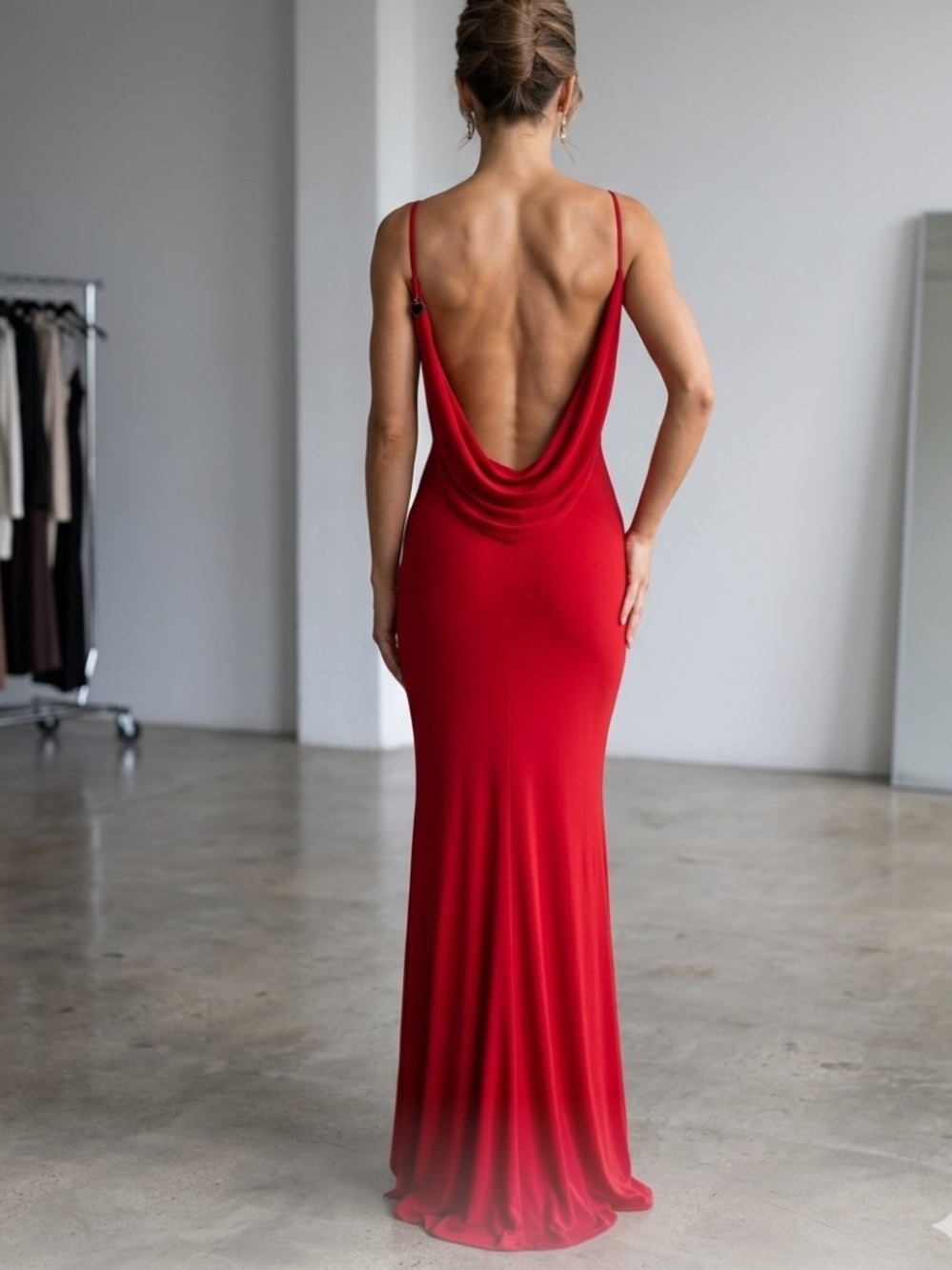 Red Backless Slit Dress slinky bodycon Maxi dress size 0